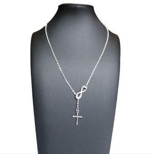 Cross Infinity Silver Tone Necklace Unisex